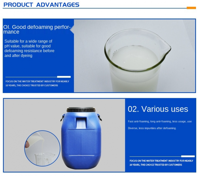 Pengolahan Limbah Kelas Industri Pencetakan Tekstil Pencelupan Busa Supresi Silicone Defoamer 3